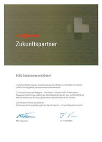 Zertifikat "Zukunftspartner" Vissmann - MBS Gebäudetechnik GmbH